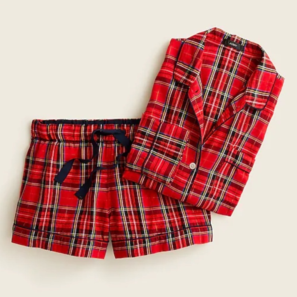Jcrew Flannel pajama short set in Good Tidings plaid - Picture 3 of 4
